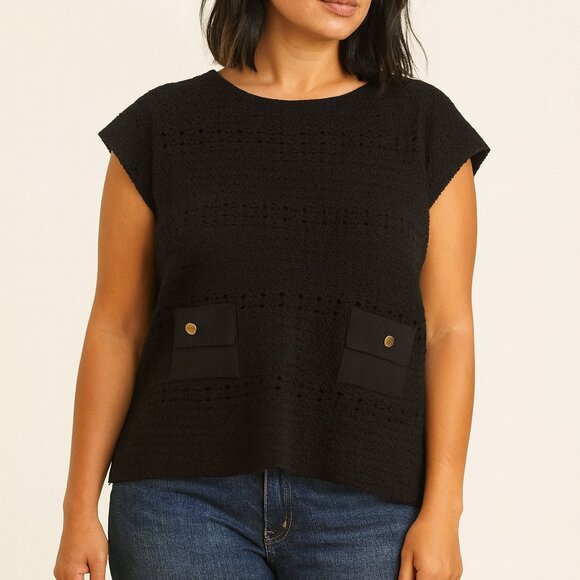 SEE BY CHLOE‎ Knit Sleeveless Patch Pocket Top Black Size 4 - Picture 1 of 4